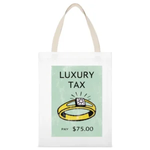 Luxury Tax Fun Cool Monopoly Game Vintage Style Distressed Look Graphi White Canvas Tote Shopping Bag