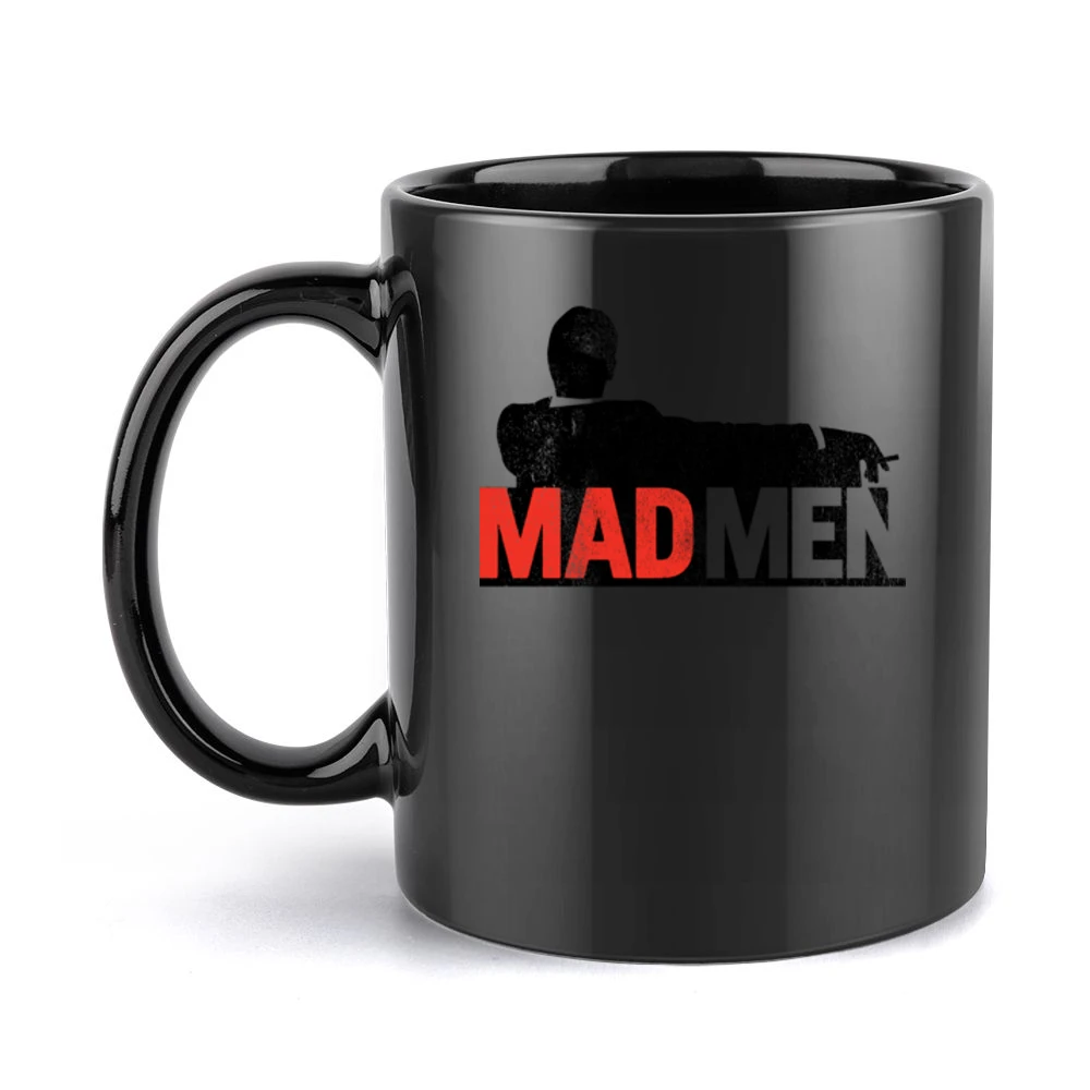 Madmen Vintage Style Distressed Popular TV Show Title Graphic Fan T Sh Black Mug
