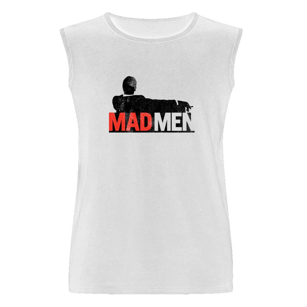 Madmen Vintage Style Distressed Popular TV Show Title Graphic Fan T Sh Men Sleeveless T-Shirt