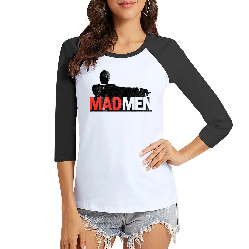 Madmen Vintage Style Distressed Popular TV Show Title Graphic Fan T Sh Women Ladies 3-4 Sleeve T-Shirt