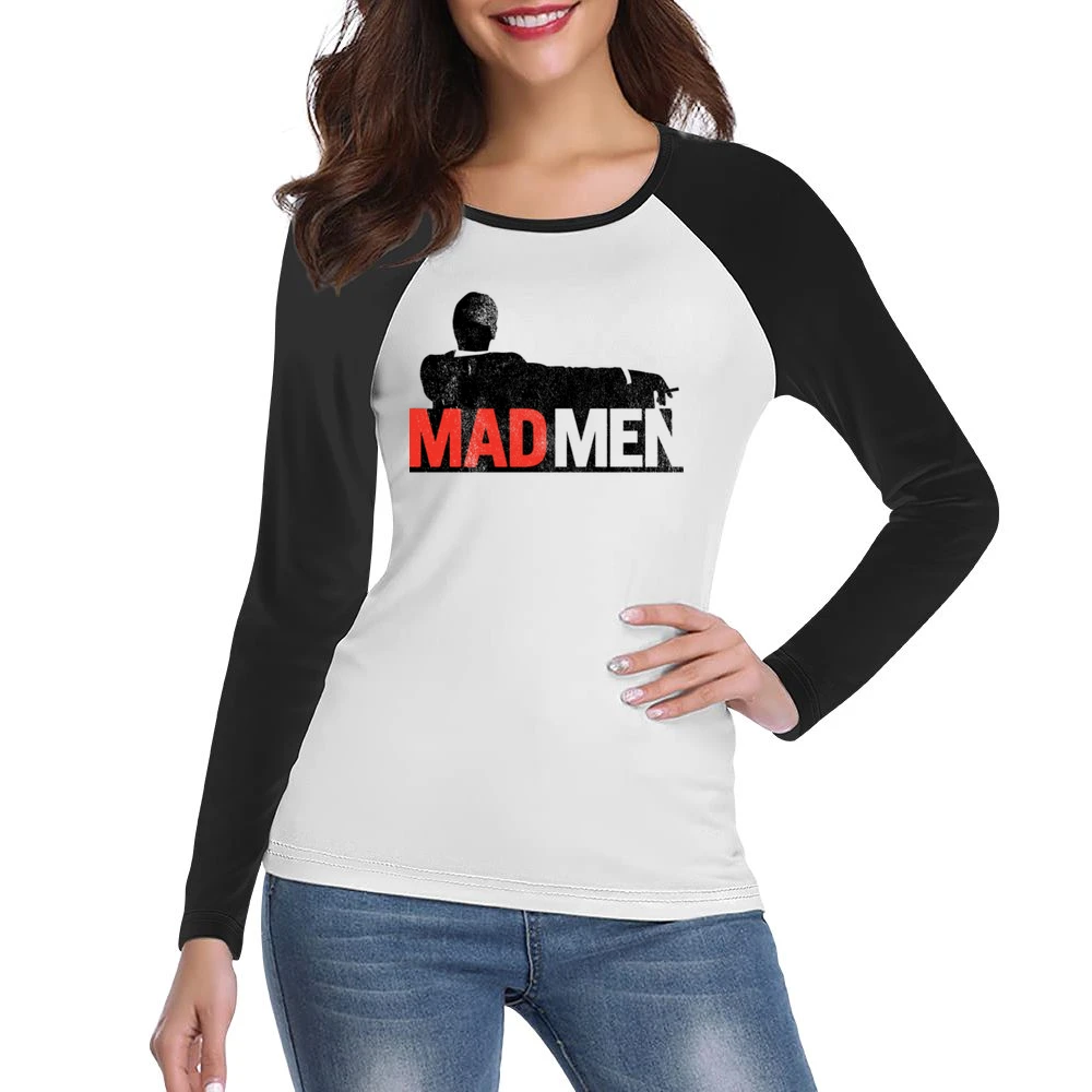 Madmen Vintage Style Distressed Popular TV Show Title Graphic Fan T Sh Women Ladies Long Sleeve T-Shirt
