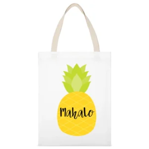 Mahalo Pineapple Cute Fruit Cool Popular Graphic Hello White Canvas Tote Shopping Bag