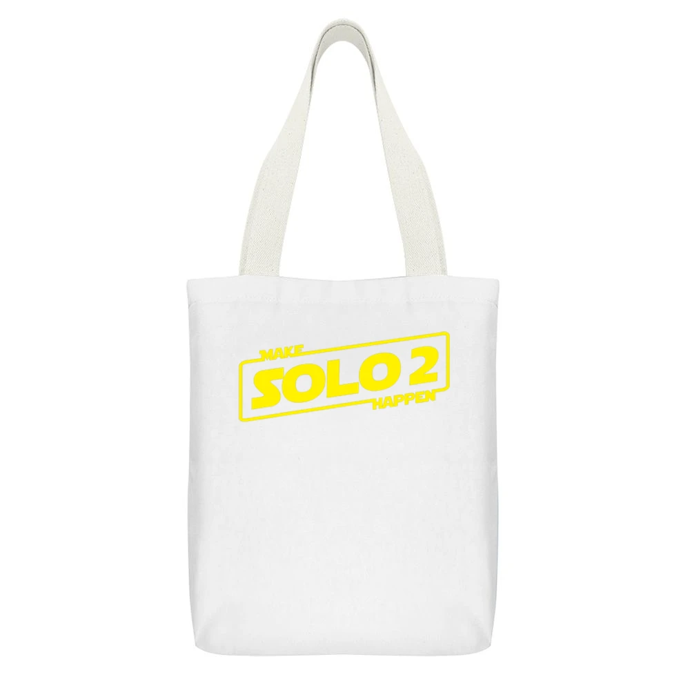 Make Solo 2 Happen Star Wars Fan Campaign White Canvas Tote Shopping Bag With Interior Pocket