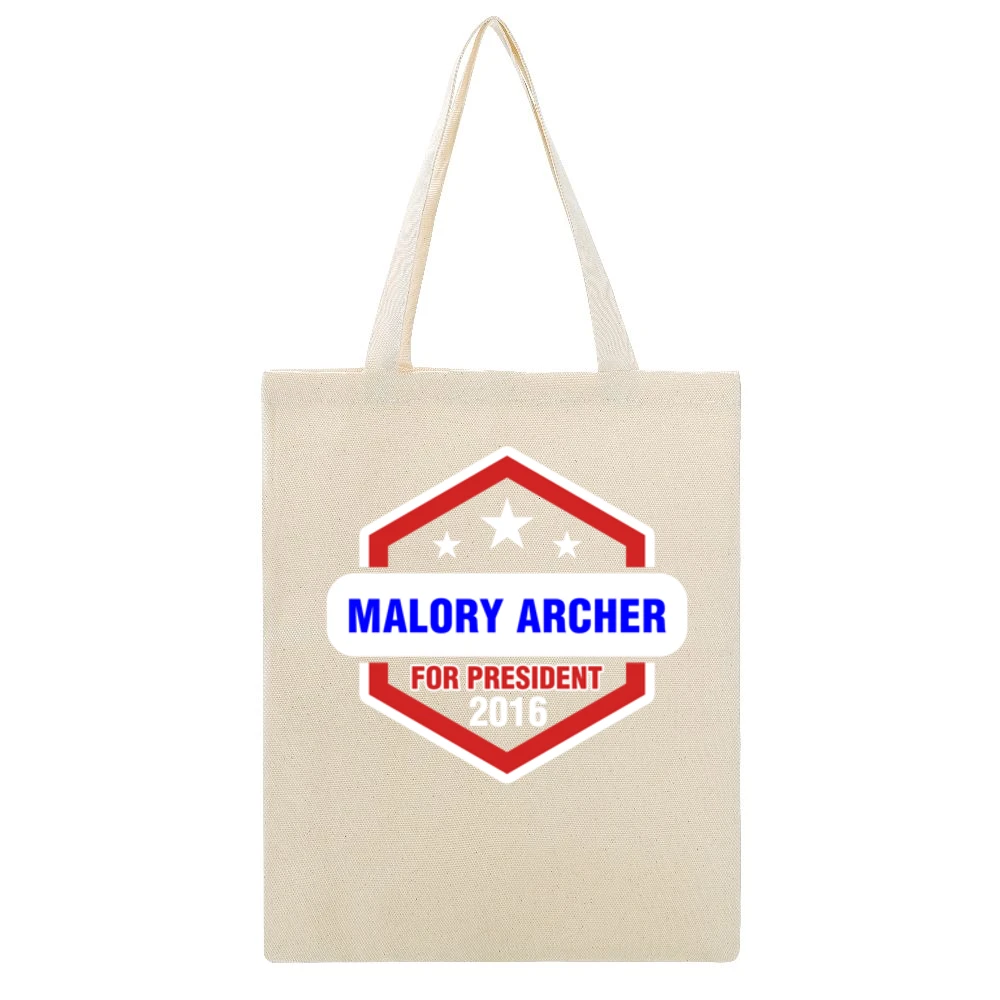 Malory Archer For President 2016 Archer TV Show Beige Canvas Tote Shopping Bag