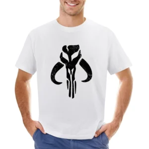 Mandalorian Mythosaur Skull Black Symbol Star Wars Distressed Tv Show Asian Size Men T-Shirt