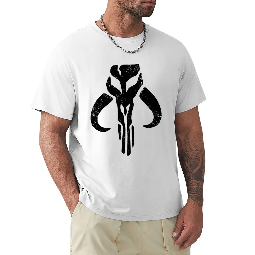 Mandalorian Mythosaur Skull Black Symbol Star Wars Distressed Tv Show Premium Men T-shirt