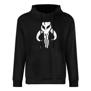 Mandalorian Mythosaur Skull White Symbol Star Wars Tv Show Distressed European Size Men Hoodie