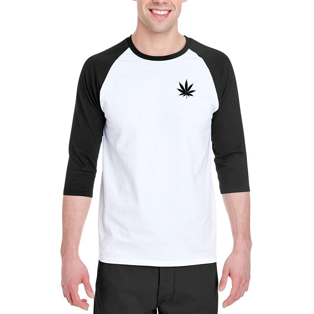 Marijuana Cannabis Leaf Fun Weed Simple Graphic Men 3/4 Sleeve T-Shirt