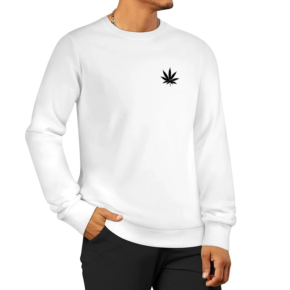 Marijuana Cannabis Leaf Fun Weed Simple Graphic Men Pullover Sweatshirt