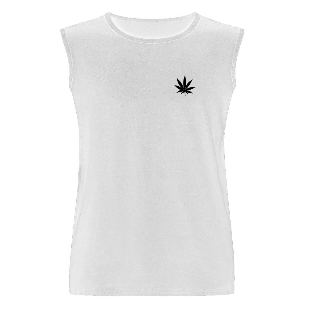 Marijuana Cannabis Leaf Fun Weed Simple Graphic Men Sleeveless T-Shirt