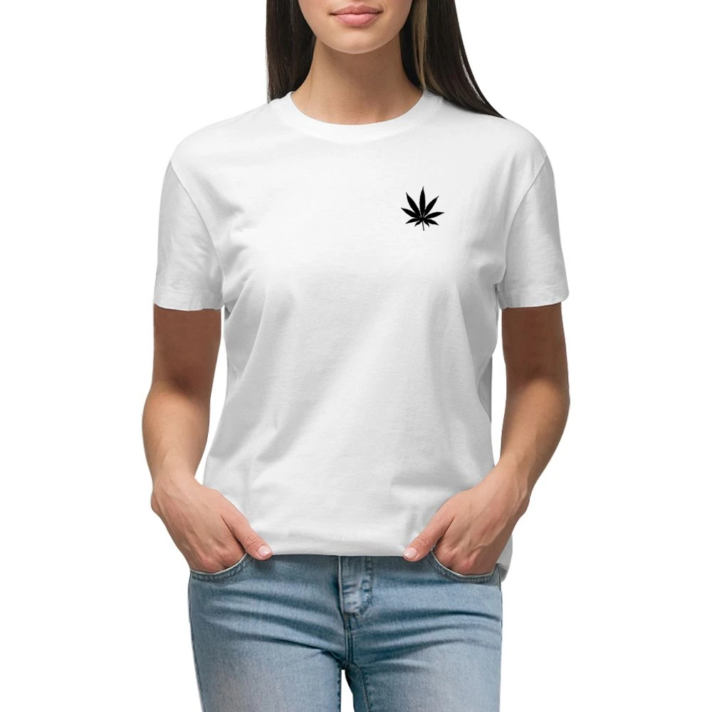 Marijuana Cannabis Leaf Fun Weed Simple Graphic Premium Women Ladies T-shirt