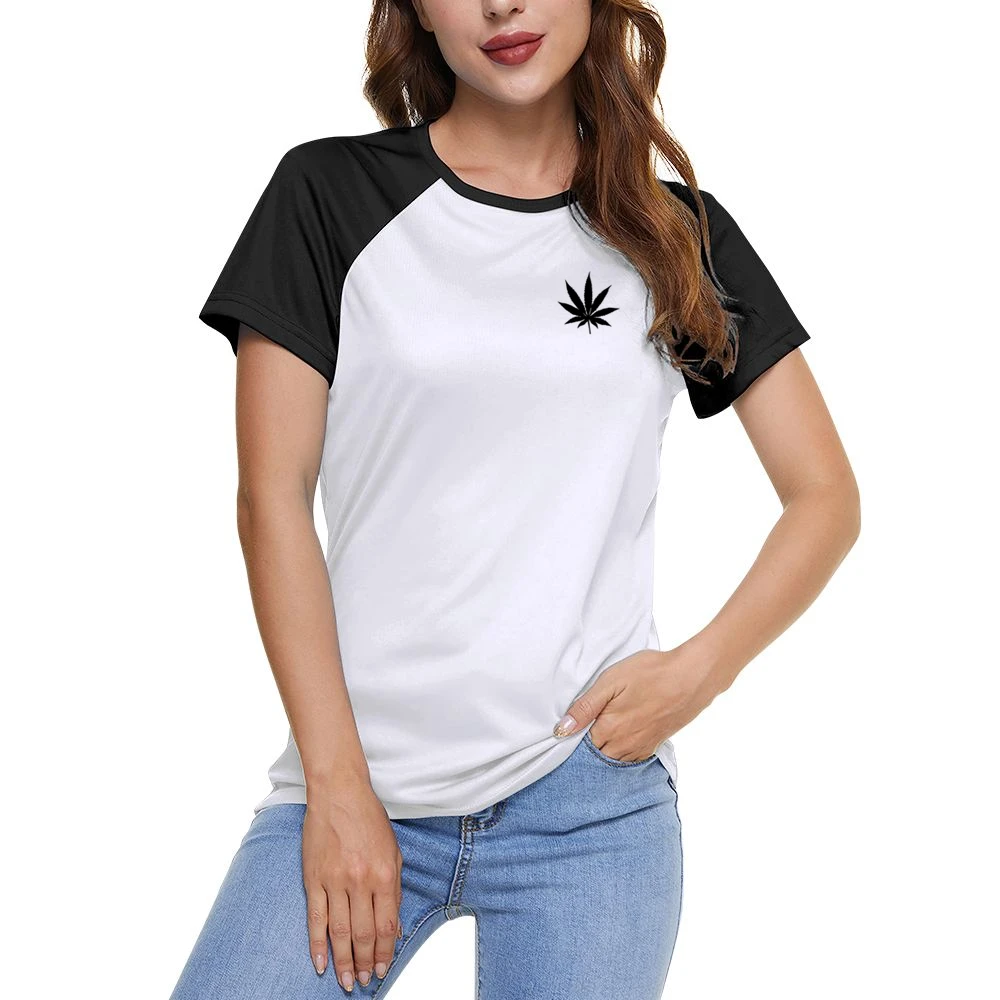 Marijuana Cannabis Leaf Fun Weed Simple Graphic Women Ladies Short Sleeve T-Shirt