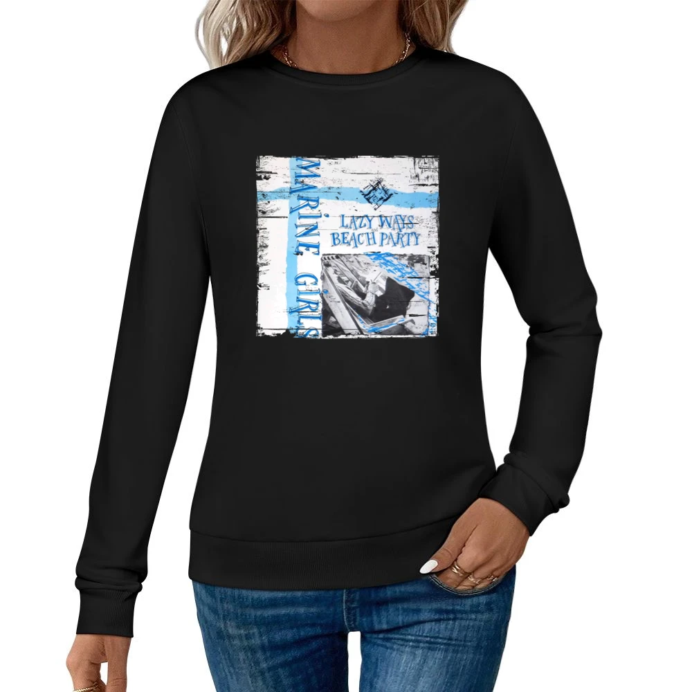 Marine Girls Lazy Ways Album Cover Distressed Image Women Pullover Sweatshirt