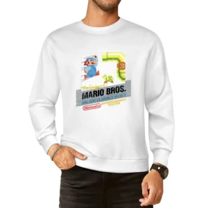 Mario Bros Original Nes Nintendo Old School Retro Video Game Fan Distr European Size Pullover Sweater