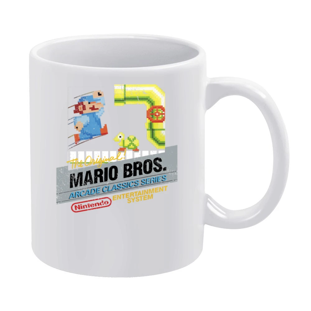 Mario Bros Original Nes Nintendo Old School Retro Video Game Fan Distr White Mug