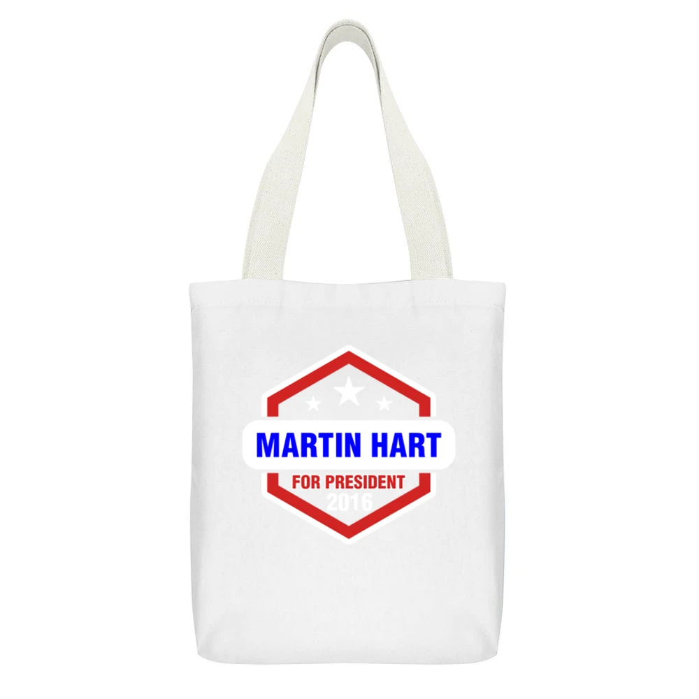 Martin Hart For President 2016 True Detective TV Show White Canvas Tote Shopping Bag With Interior Pocket
