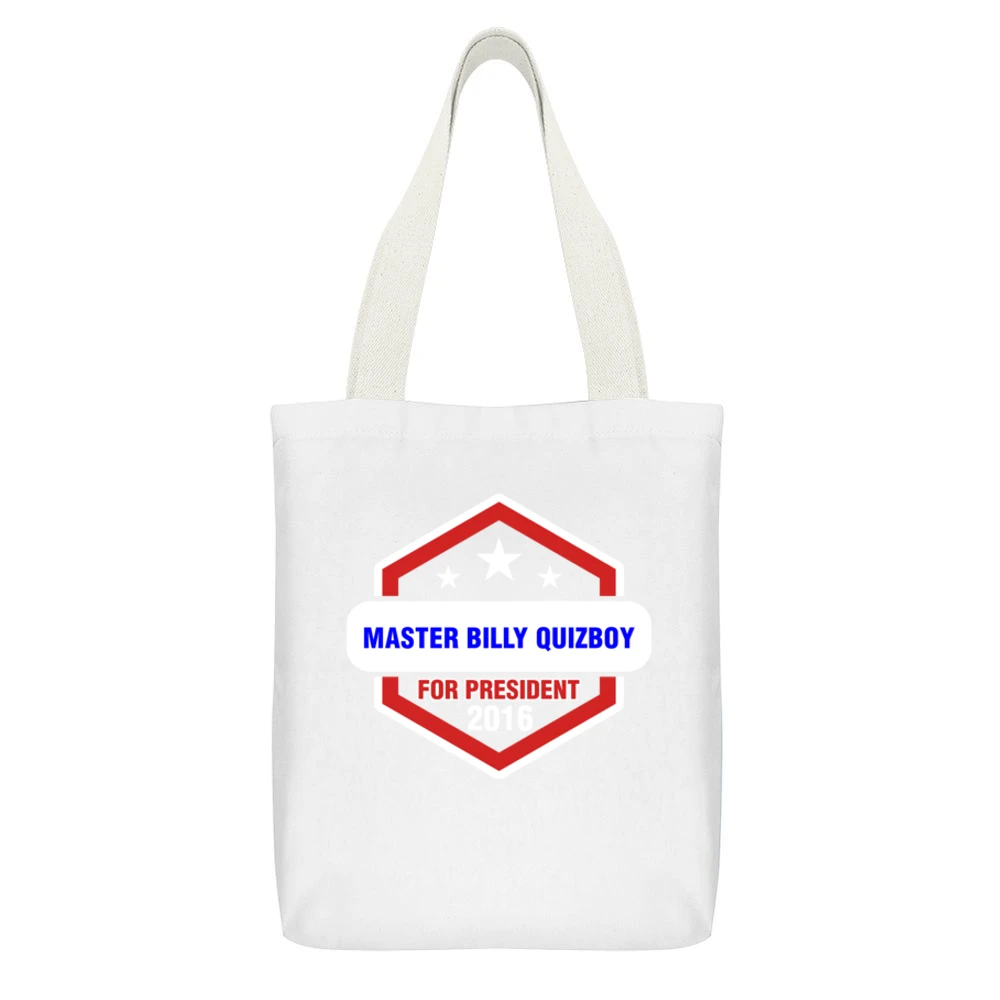 Master Billy Quizboy For President 2016 The Venture Bros TV Show T Shi White Canvas Tote Shopping Bag With Interior Pocket