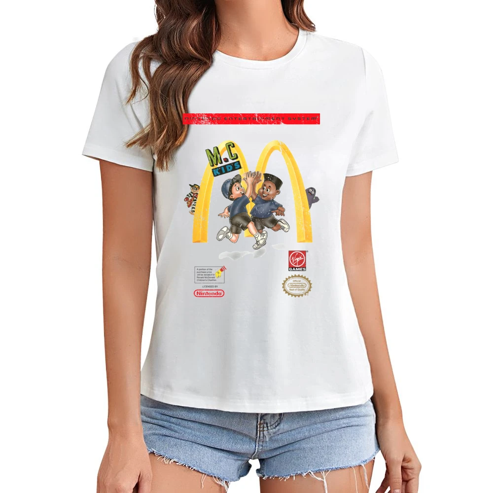 Mc Kids Nes Retro Video Game Distressed Asian Size Women Ladies T-shirt