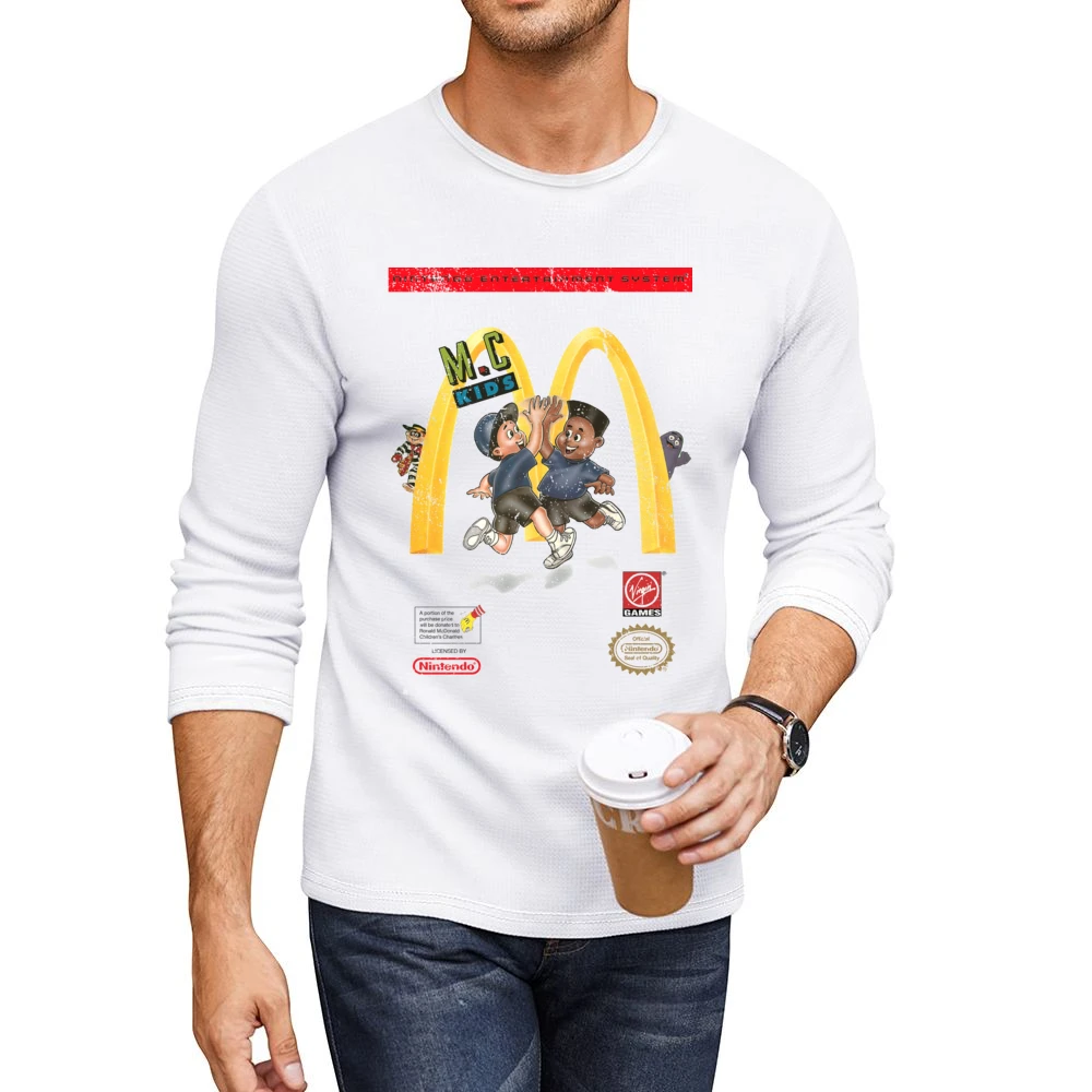 Mc Kids Nes Retro Video Game Distressed Men CrewNeck Long Sleeve T-Shirt