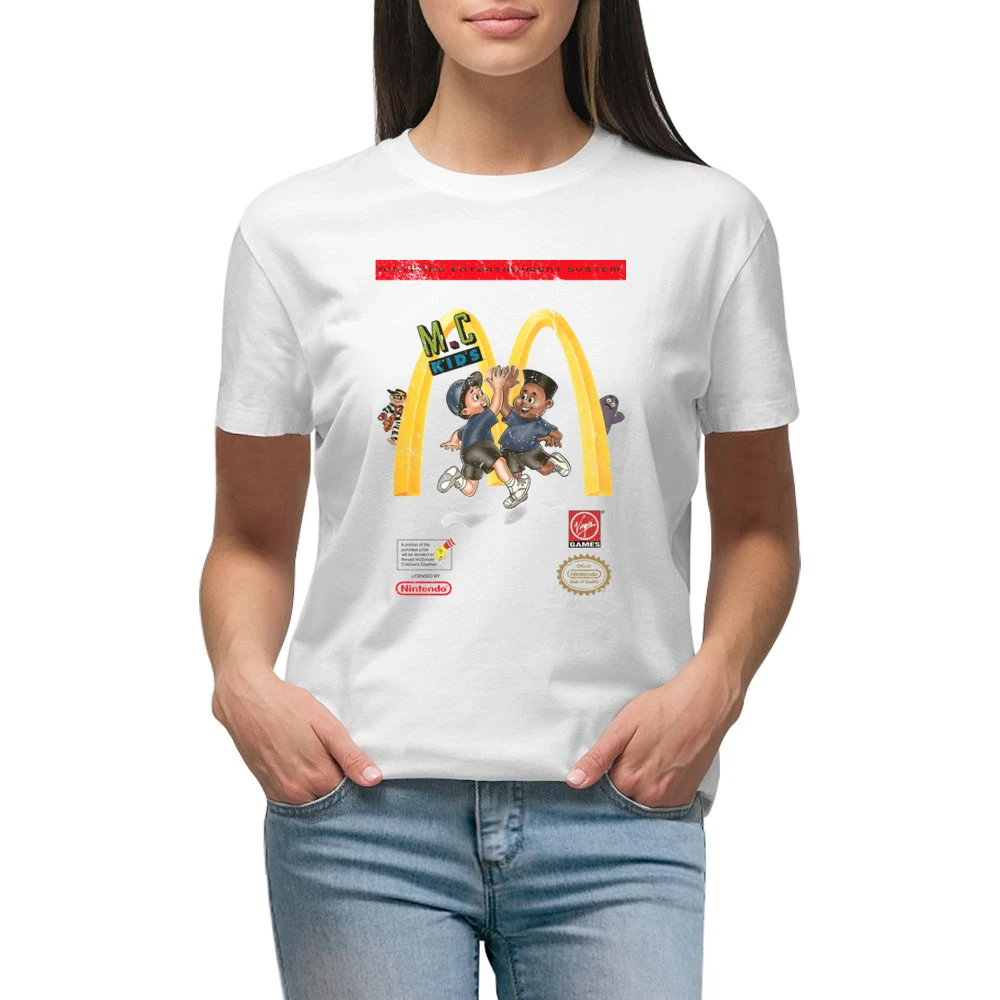 Mc Kids Nes Retro Video Game Distressed Premium Women Ladies T-shirt