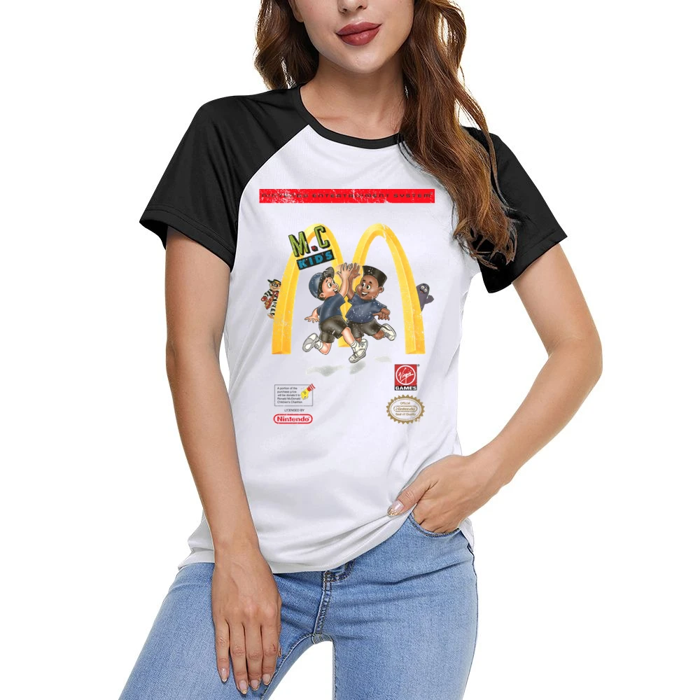 Mc Kids Nes Retro Video Game Distressed Women Ladies Short Sleeve T-Shirt