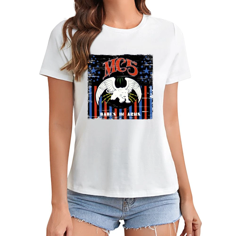 Mc5 Babes In Arms Album Cover Distressed Image Asian Size Women Ladies T-shirt