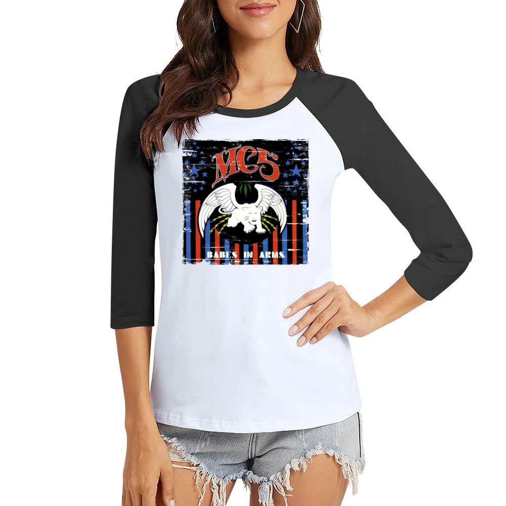 Mc5 Babes In Arms Album Cover Distressed Image Women Ladies 3-4 Sleeve T-Shirt