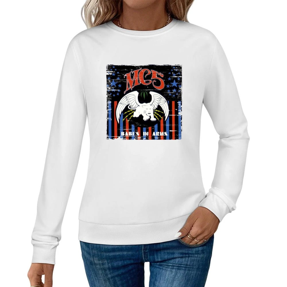 Mc5 Babes In Arms Album Cover Distressed Image Women Pullover Sweatshirt