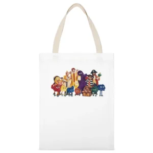 Mcdonalds Fast Food Vintage Characters Fun Cool Ronald Hamburglar Dist White Canvas Tote Shopping Bag