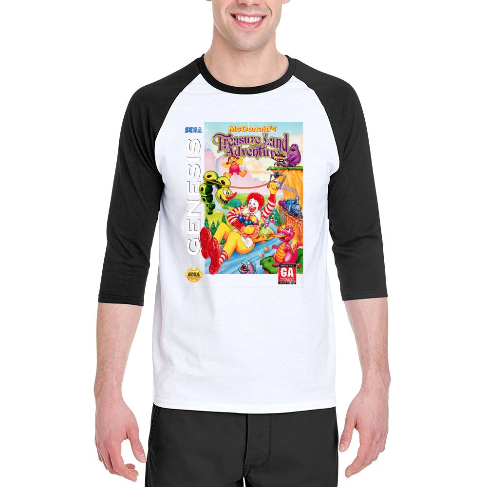 Mcdonalds Treasure Land Adventure Sega Genesis Old School Retro Video Men 3/4 Sleeve T-Shirt