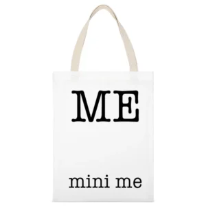 Me And Mini Me Funny Pregnancy Cool Baby Graphic White Canvas Tote Shopping Bag