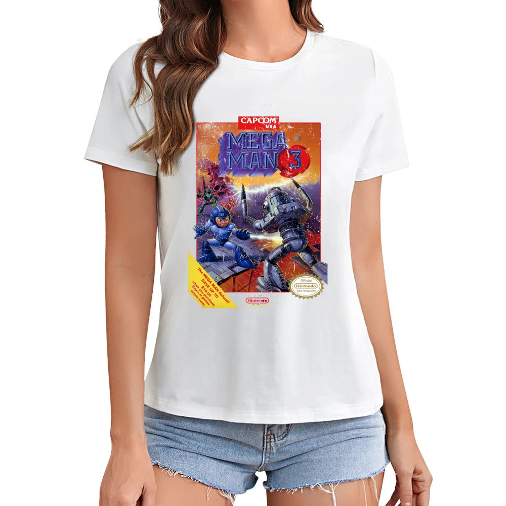 Mega Man 3 Nes Nintendo Old School Retro Video Game Fan Distressed T S Asian Size Women Ladies T-shirt
