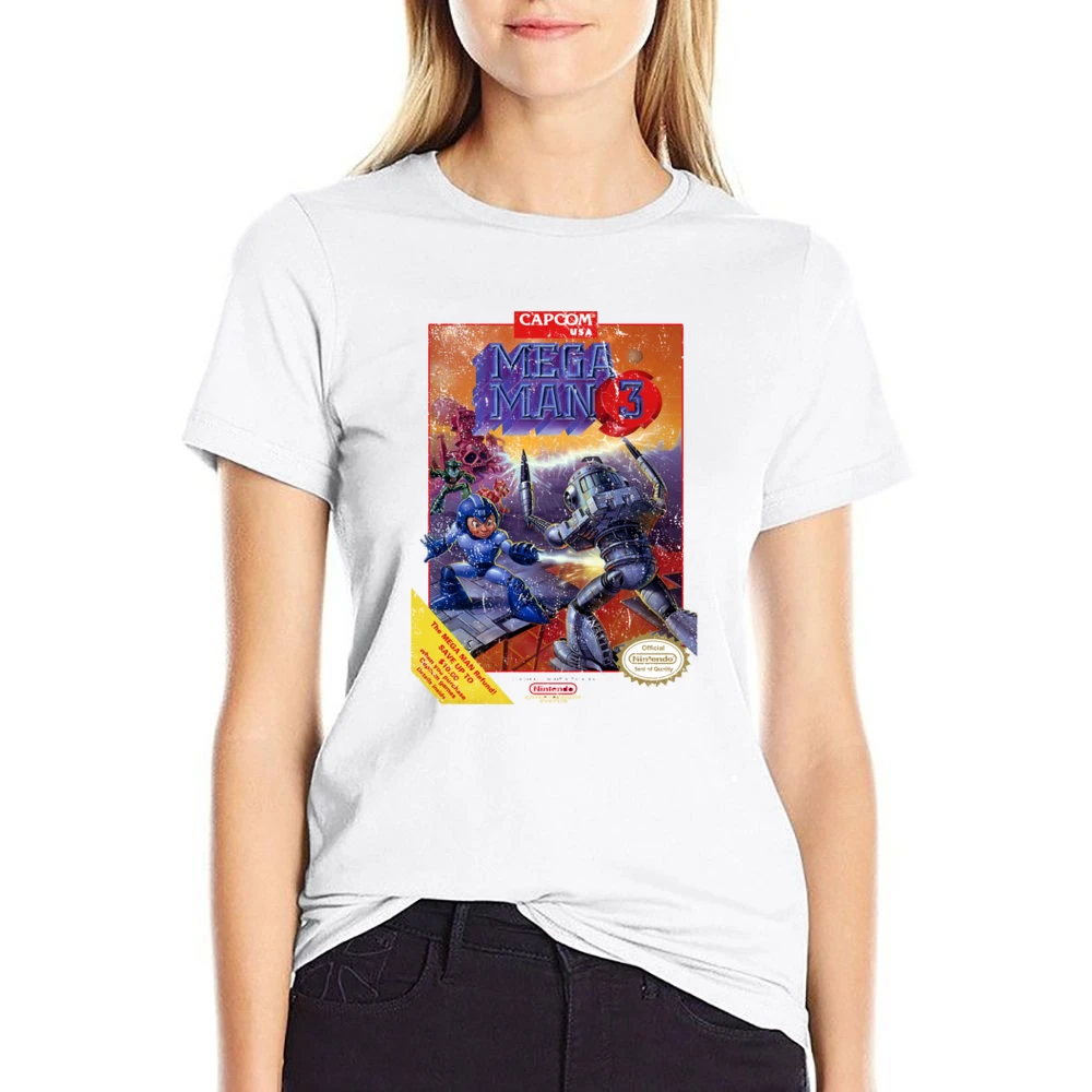 Mega Man 3 Nes Nintendo Old School Retro Video Game Fan Distressed T S US Size Women Ladies T-shirt