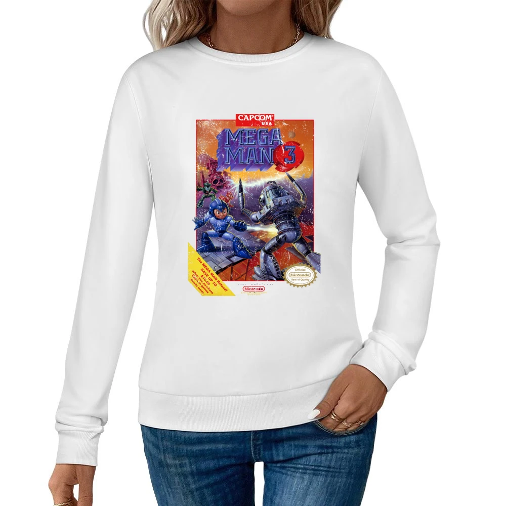 Mega Man 3 Nes Nintendo Old School Retro Video Game Fan Distressed T S Women Pullover Sweatshirt