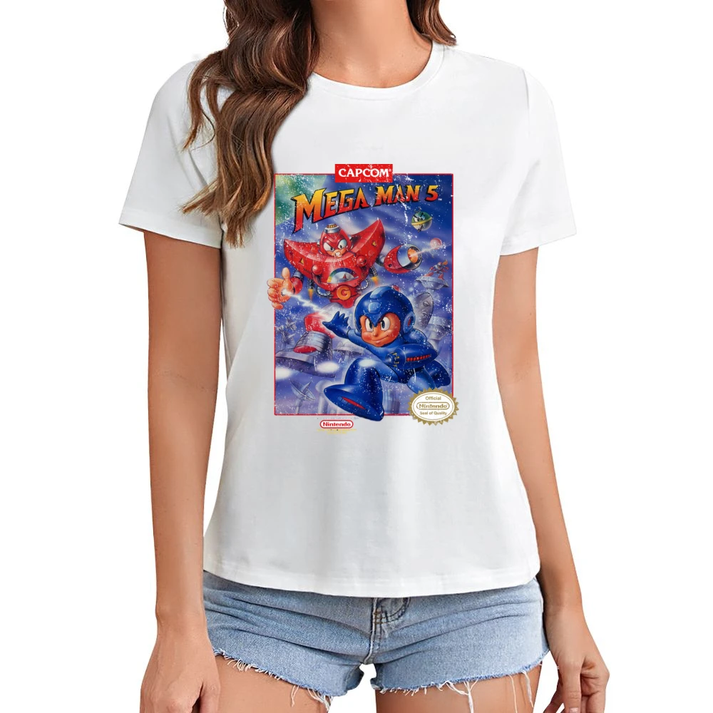 Mega Man 5 Nes Nintendo Old School Retro Video Game Fan Distressed T S Asian Size Women Ladies T-shirt