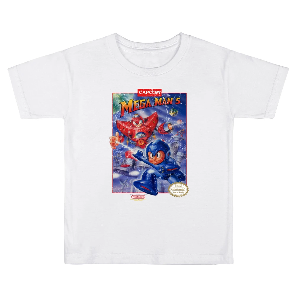Mega Man 5 Nes Nintendo Old School Retro Video Game Fan Distressed T S Kids Boys Girls T-Shirt