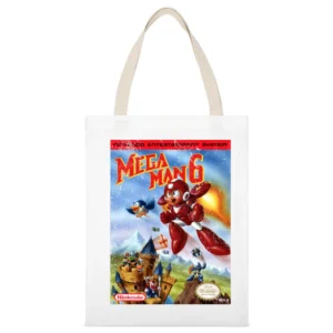Mega Man 6 Nes Nintendo Old School Retro Video Game Fan Distressed T S White Canvas Tote Shopping Bag
