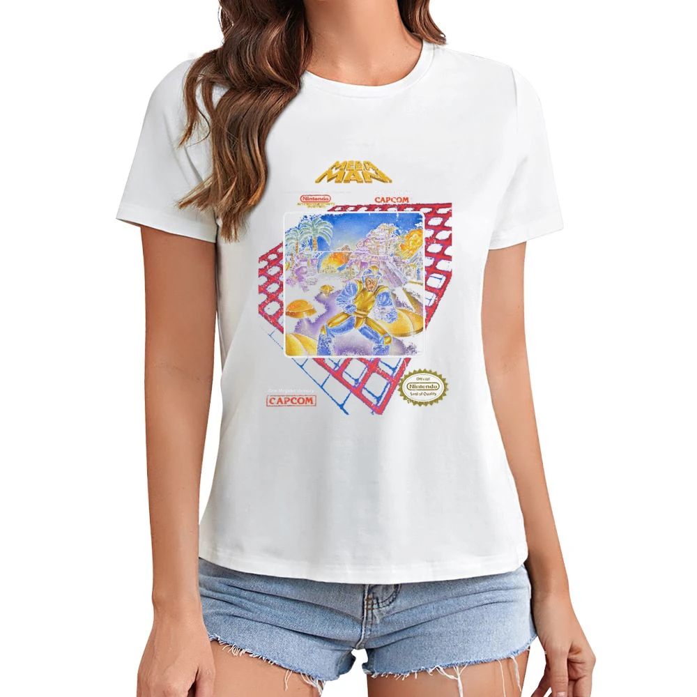 Mega Man Nes Nintendo Old School Retro Video Game Fan Distressed T Shi Asian Size Women Ladies T-shirt