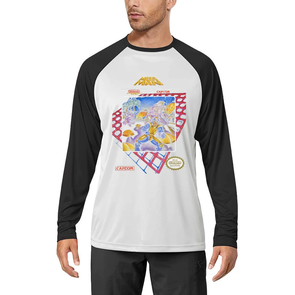 Mega Man Nes Nintendo Old School Retro Video Game Fan Distressed T Shi Men Long Sleeve T-Shirt