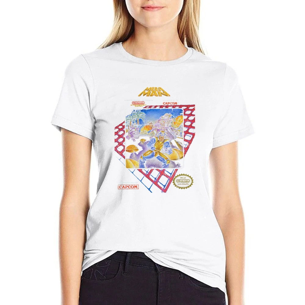 Mega Man Nes Nintendo Old School Retro Video Game Fan Distressed T Shi US Size Women Ladies T-shirt