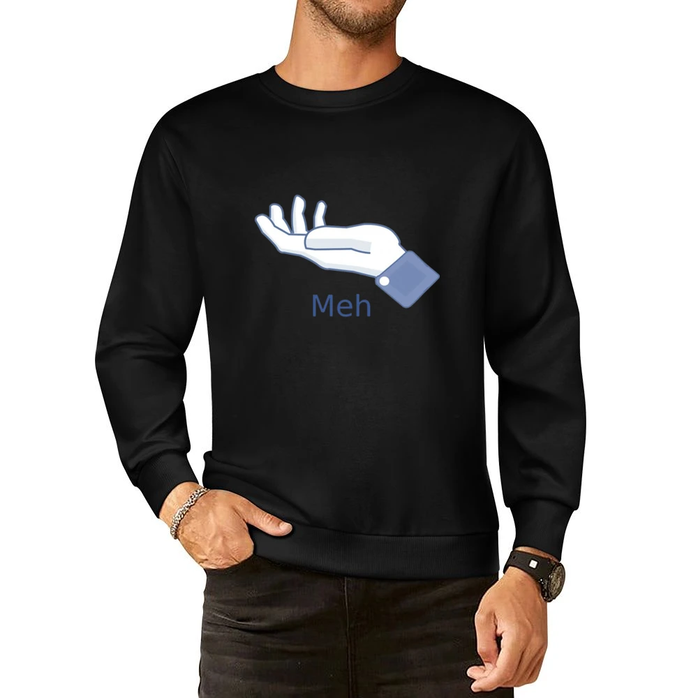 Meh sign hand finger European Size Pullover Sweater