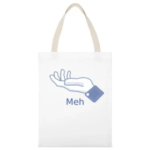 Meh sign hand finger White Canvas Tote Shopping Bag