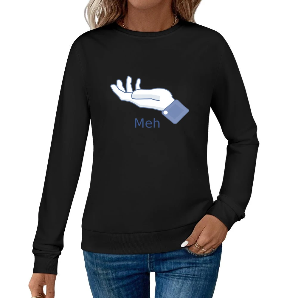 Meh sign hand finger Women Pullover Sweatshirt