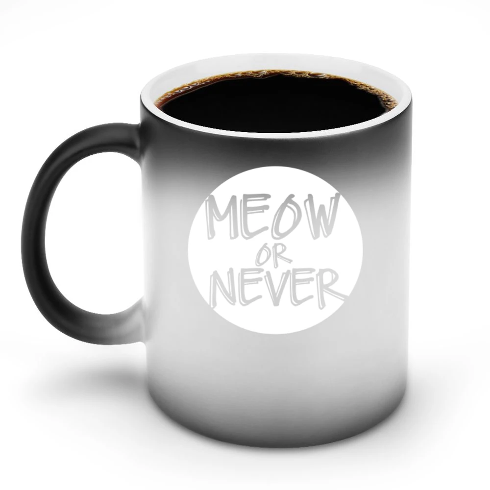 Meow Now Or Never Funny Popular Graphic Discoloration Mug