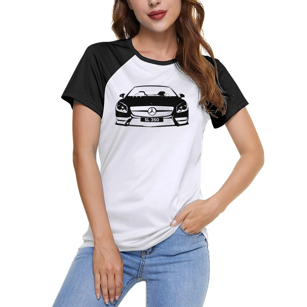 Mercedes Benz SL 350 Spyder Convertible Graphic Car Enthusiast Women Ladies Short Sleeve T-Shirt