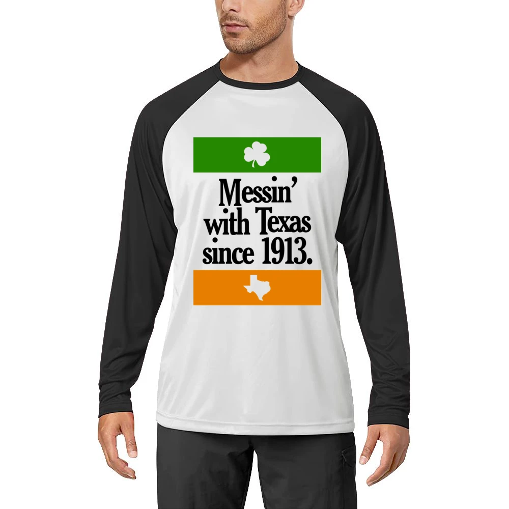 Messing With Texas Since 1913 Fun Irish Football Texas Graphic Tailgat Men Long Sleeve T-Shirt