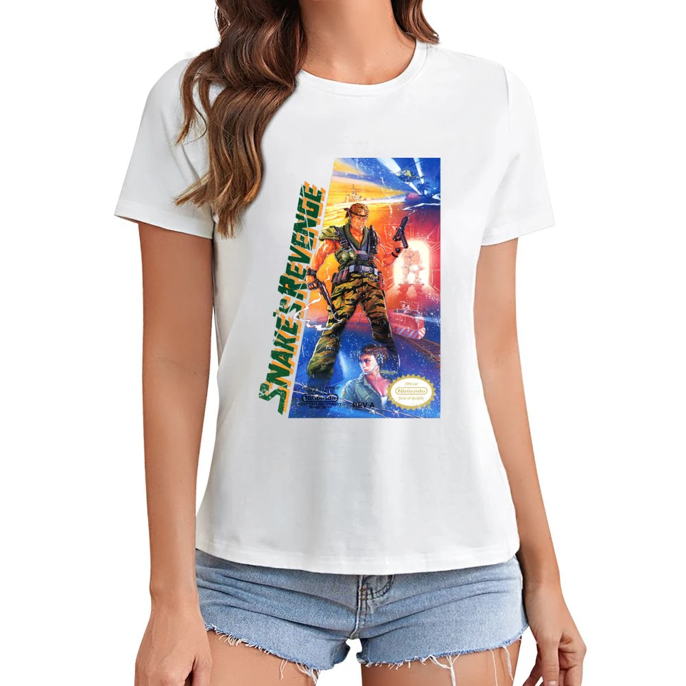Metal Gear 2 Snake's Revenge Nes Nintendo Old School Retro Video Game Asian Size Women Ladies T-shirt