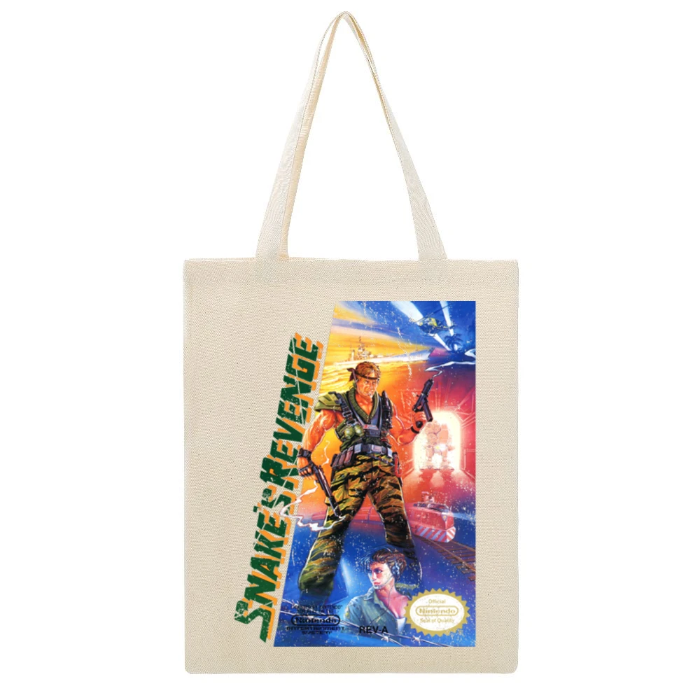 Metal Gear 2 Snake's Revenge Nes Nintendo Old School Retro Video Game Beige Canvas Tote Shopping Bag