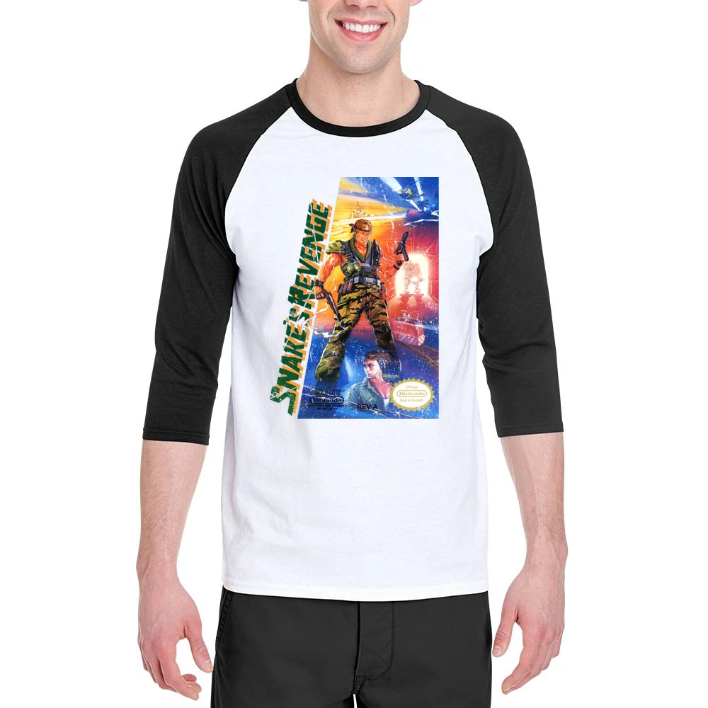 Metal Gear 2 Snake's Revenge Nes Nintendo Old School Retro Video Game Men 3/4 Sleeve T-Shirt