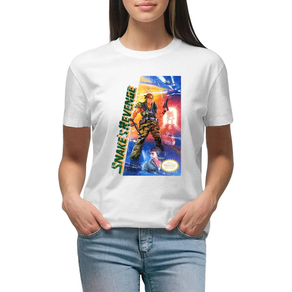 Metal Gear 2 Snake's Revenge Nes Nintendo Old School Retro Video Game Premium Women Ladies T-shirt